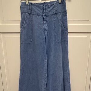 Chambray wide leg trousers